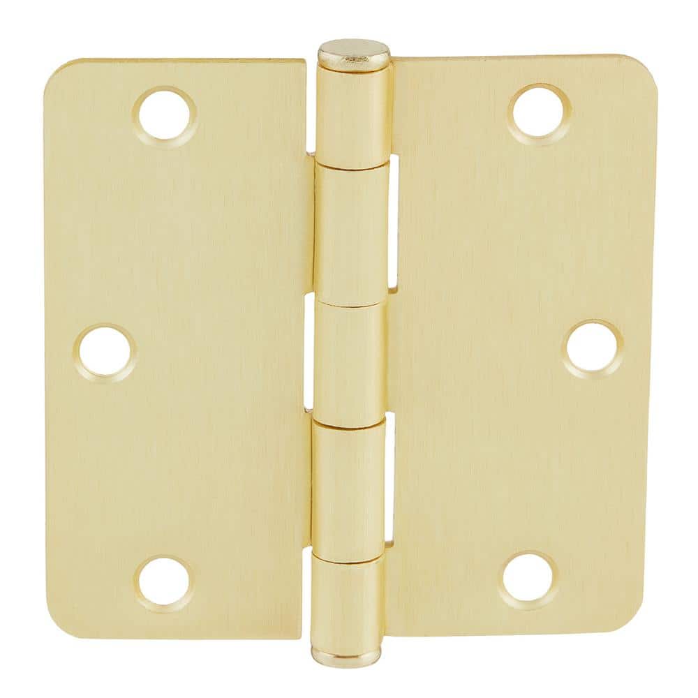 Everbilt 3-1/2 in. x 1/4 in. Radius Satin Brass Squeak-Free Door Hinge