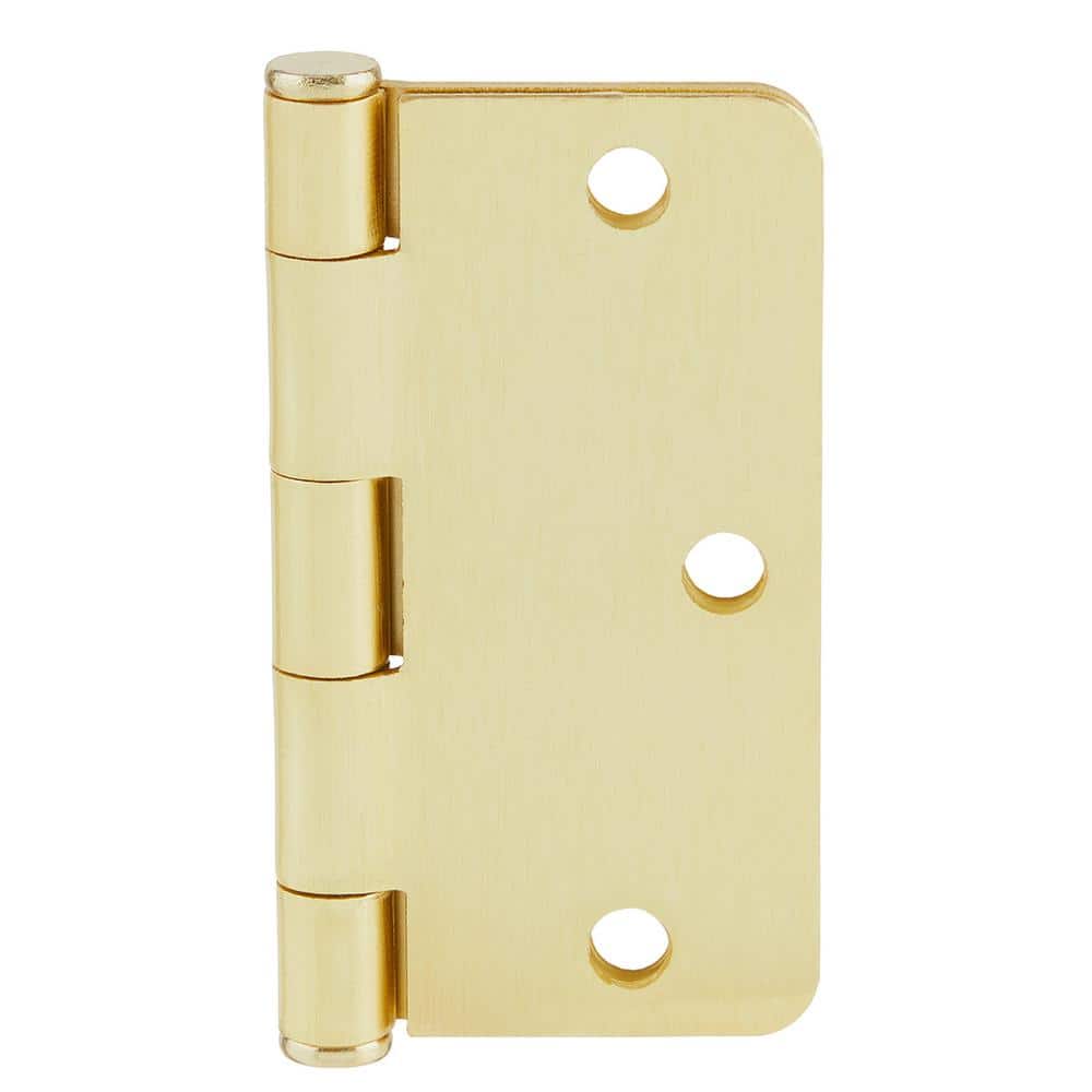 Everbilt 3-1/2 in. x 1/4 in. Radius Satin Brass Squeak-Free Door Hinge
