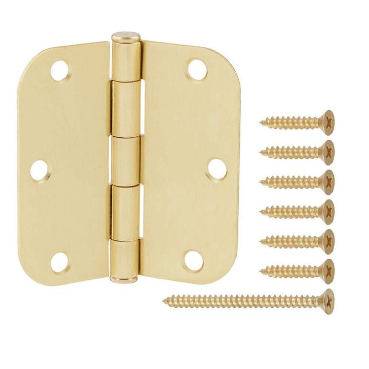 Everbilt 3-1/2 in. Satin Brass Door Hinges, 5/8 in. Radius (36-Pack)
