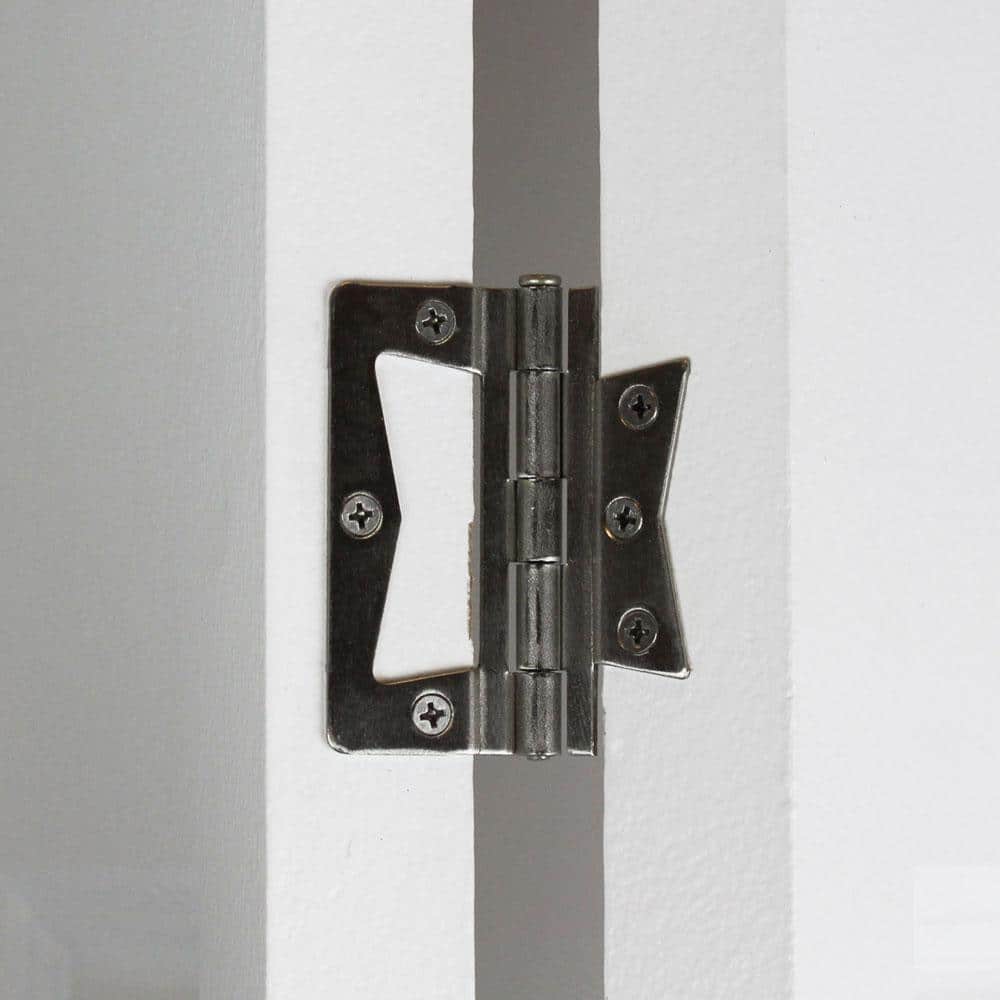 Everbilt 3 in. Satin Nickel Non-Mortise Surface-Mount Door Hinges (2-Pack)