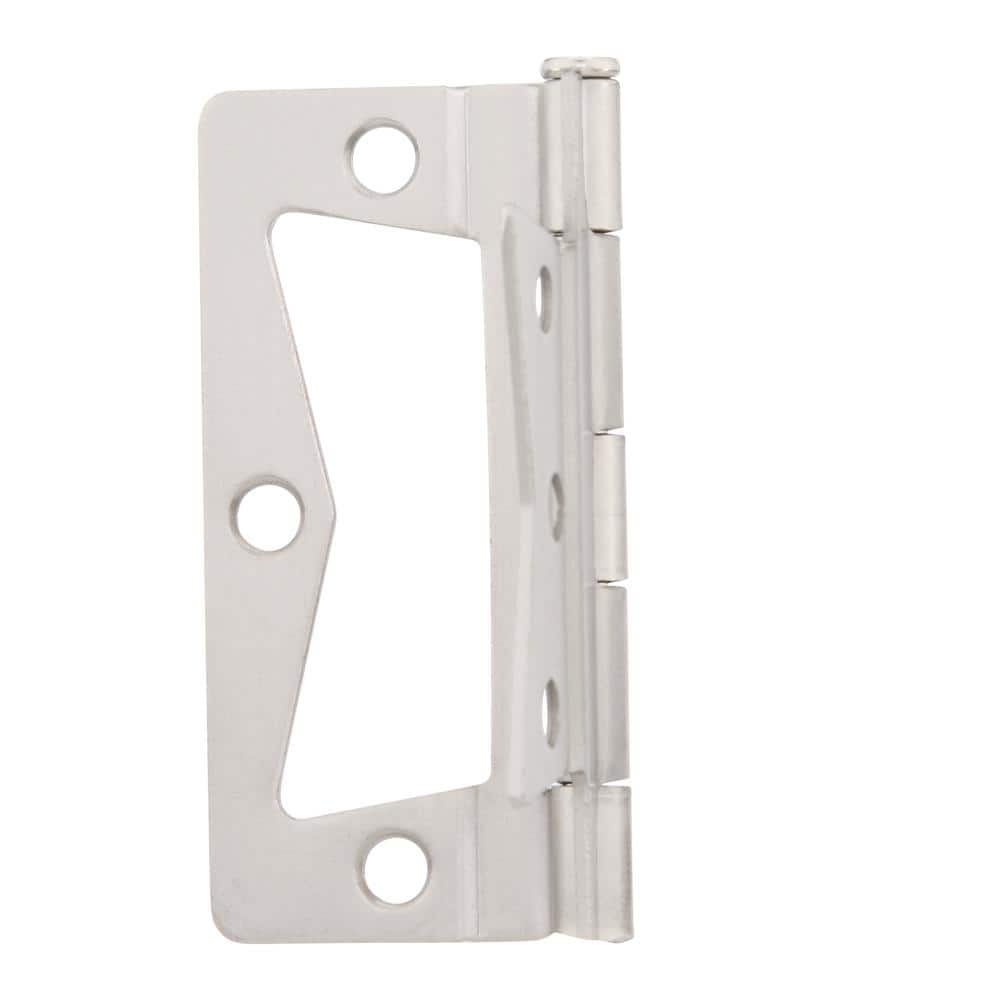 Everbilt 3 in. Satin Nickel Non-Mortise Surface-Mount Door Hinges (2-Pack)
