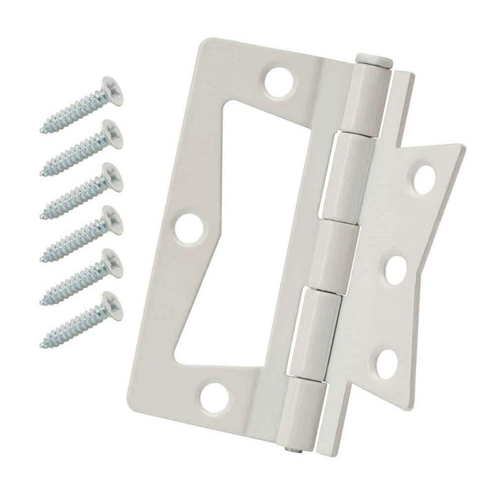 Everbilt 1-1/4 in. x 3 in. White Non-Mortise Hinges (2-Pack)