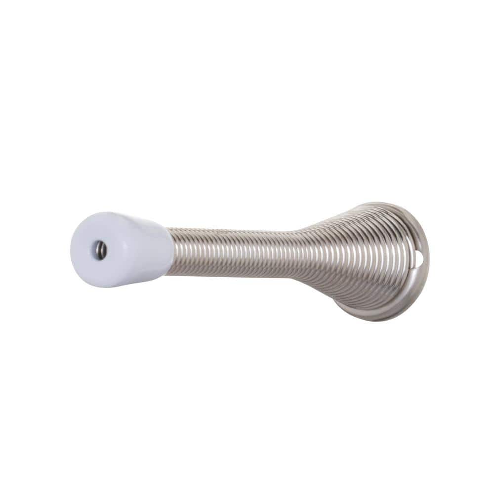 Everbilt 4 in. Satin Nickel Long Spring Door Stop (2-Pack)
