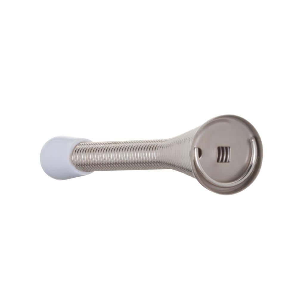Everbilt 4 in. Satin Nickel Long Spring Door Stop (2-Pack)