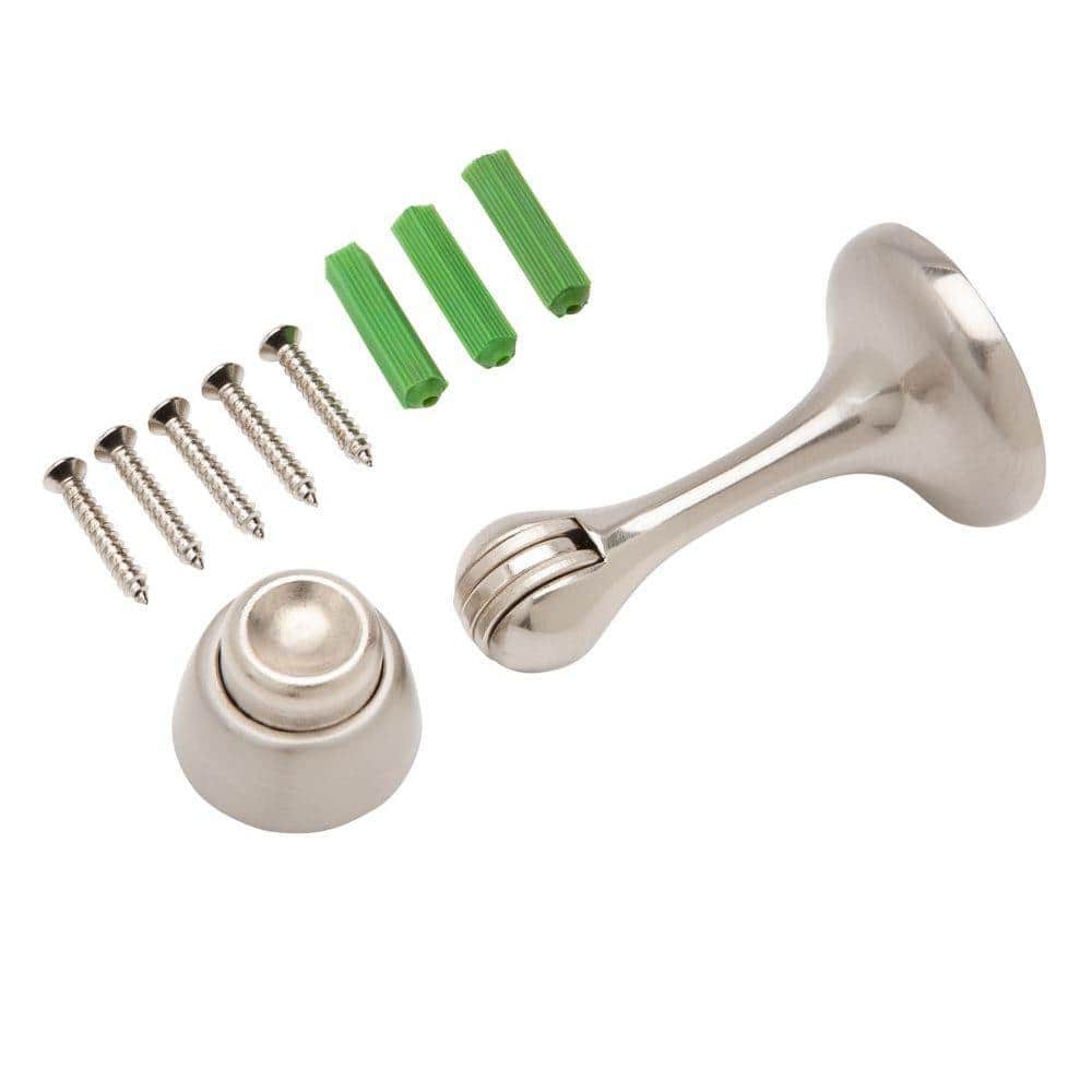 Everbilt 3 in. Satin Nickel Magnetic Doorstop with Catch