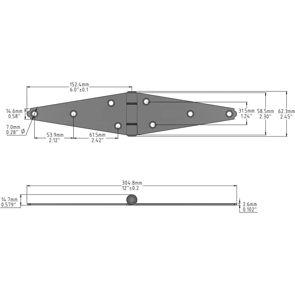Everbilt 6 in. Zinc-Plated Strap Hinge