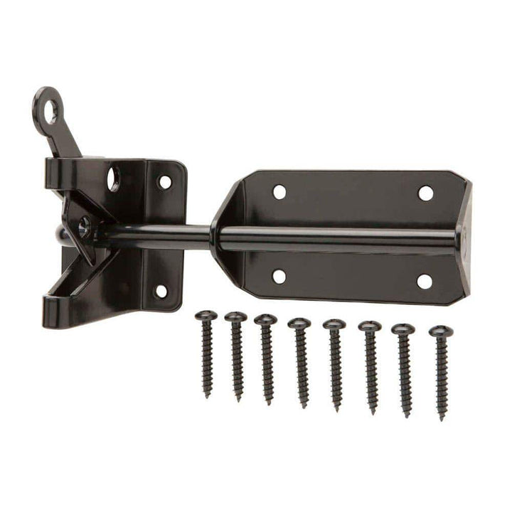 Everbilt Black Heavy-Duty Gate Latch, Steel, Self-Latching, 7.5 in Arm