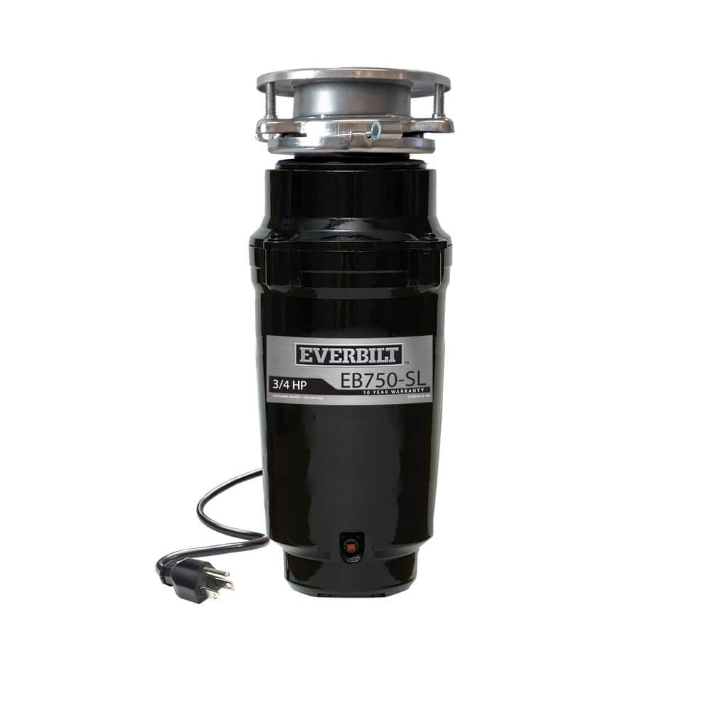Everbilt 3/4 HP Slim Continuous Feed Garbage Disposal with Stainless Steel Sink Flange and Attached Power Cord