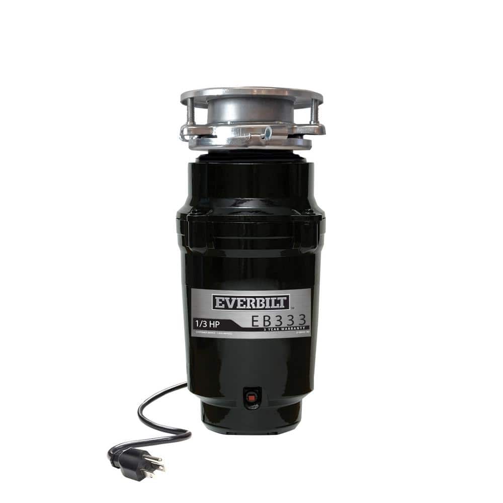 Everbilt 1/3 HP Continuous Feed Garbage Disposal with Stainless Steel Sink Flange and Attached Power Cord, EB333