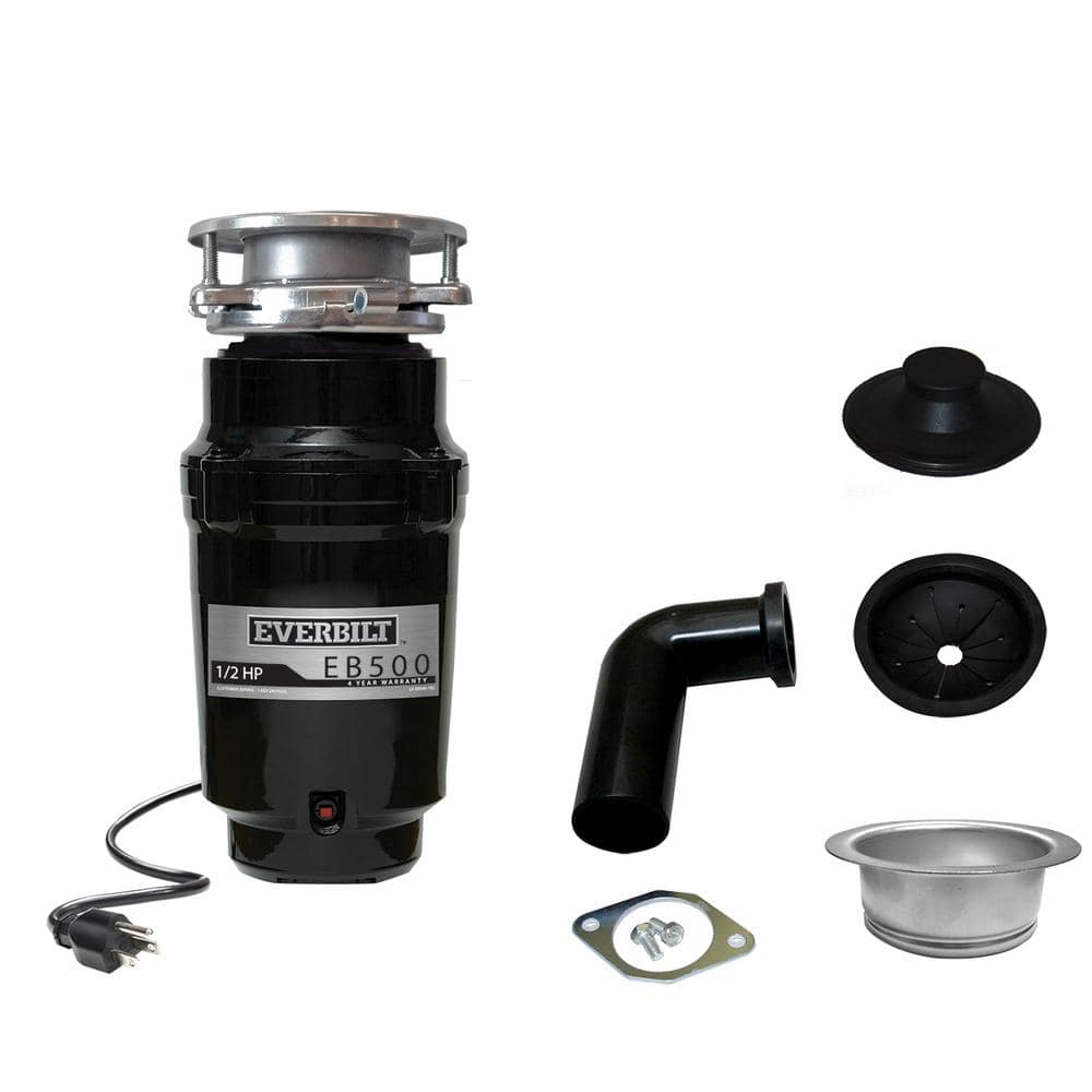 Everbilt 1/2 HP Standard Continuous Feed Garbage Disposal with Stainless Steel Sink Flange and Attached Power Cord