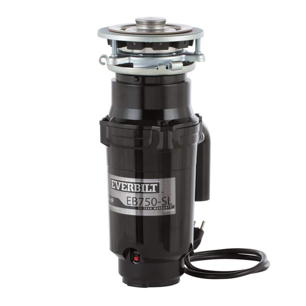 Everbilt Designer Series 3/4 HP Continuous Feed Garbage Disposal with Brushed Nickel Sink Flange and Attached Power Cord