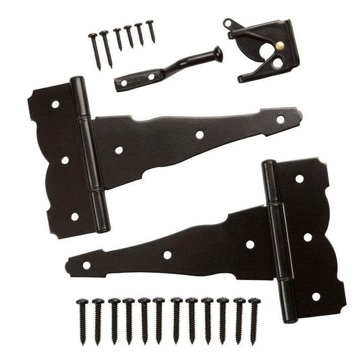 Everbilt Black Decorative Gate Hinge and Latch Set