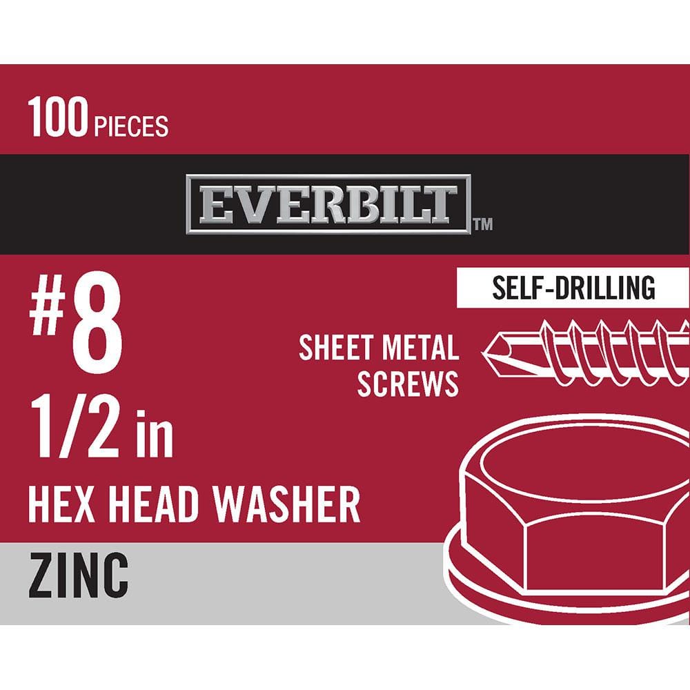 #8 x 1/2 in Galvanized Hex Head Self-Drilling Screw, Heritage Cream (100-Pack)