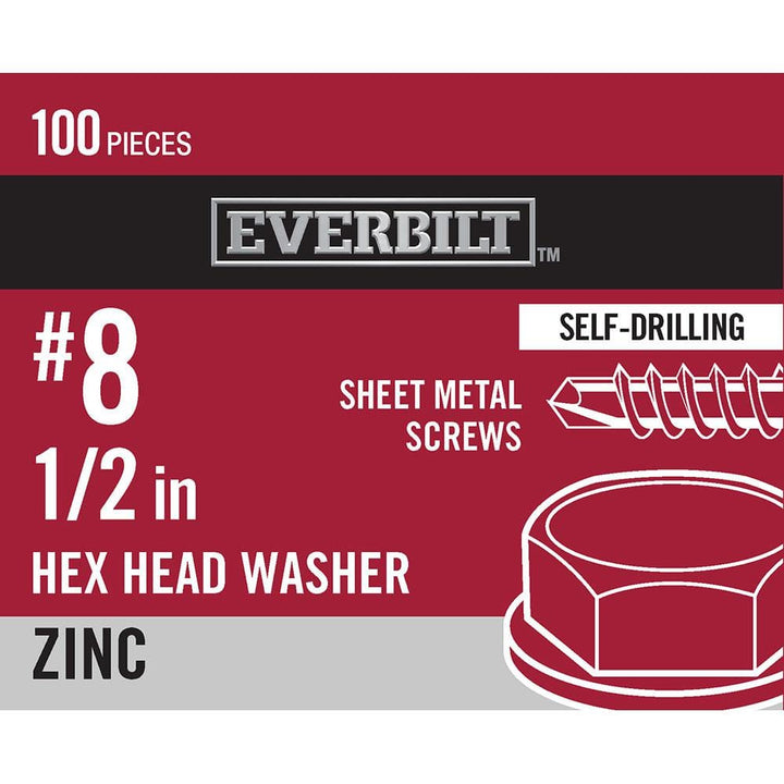 #8 x 1/2 in. Galvanized Hex Head Self-Drilling Screws – Tahoe Blue (100-Pack Bag)