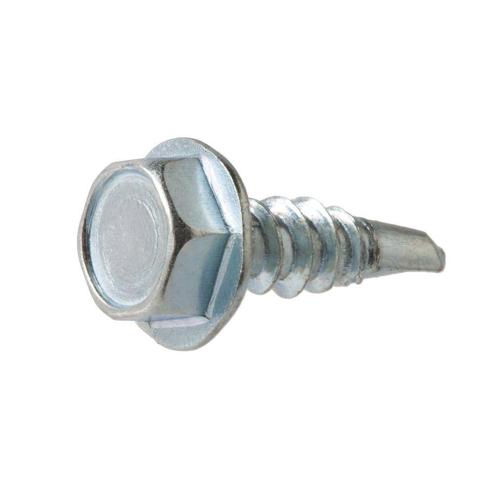 #8 x 1/2 in. Galvanized Hex Head Self-Drilling Screws, Charcoal Gray (100-Pack Bag)