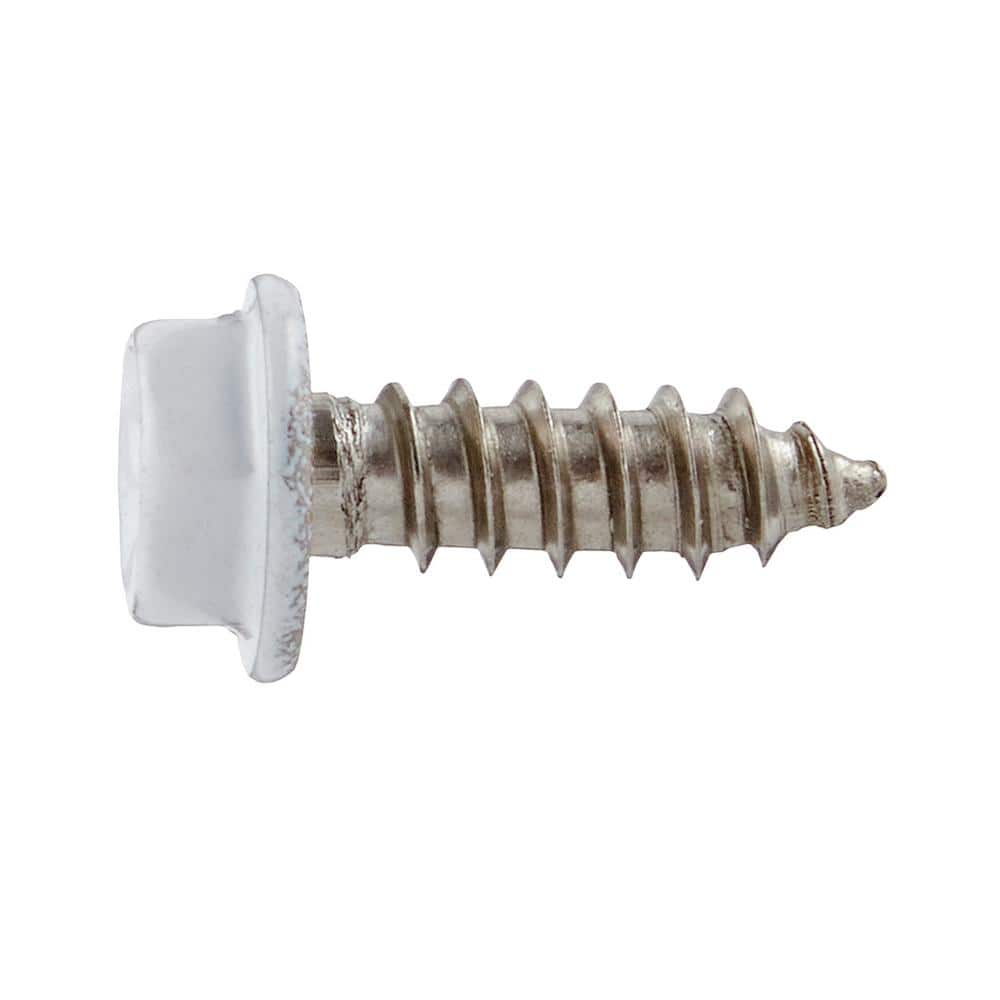 Everbilt #8 x 1/2 in. White Stainless Steel Hex Head Phillips Gutter Sheet Metal Screws (25-Pack)