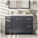 Eviva Lugano 42 in. W x 19 in. D x 36 in. H Single Bath Vanity in Gray with White Acrylic Top and White Integrated Sink