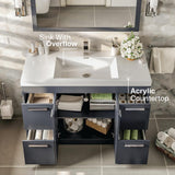 Eviva Lugano 42 in. W x 19 in. D x 36 in. H Single Bath Vanity in Gray with White Acrylic Top and White Integrated Sink