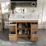 Eviva Lugano 42 in. W x 19 in. D x 36 in. H Single Bath Vanity in Natural Oak with White Acrylic Top and White Integrated Sink