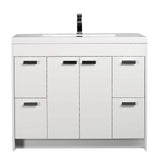 Eviva Lugano 42 in. W x 19 in. D x 36 in. H Single Bath Vanity in White with White Acrylic Top and White Integrated Sink