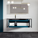 Eviva Modena 51 in. W x 18 in. D Blue Wallmount Bathroom Vanity with White Solid Surface Integrtated Sink Top