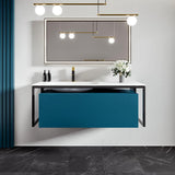 Eviva Modena 51 in. W x 18 in. D Blue Wallmount Bathroom Vanity with White Solid Surface Integrtated Sink Top
