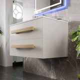 Eviva Element 32"W x 20"D White Wall-Mount Bathroom Vanity with White Solid Surface Countertop and Integrated Sink