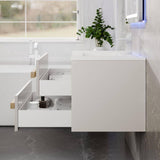 Eviva Element 32"W x 20"D White Wall-Mount Bathroom Vanity with White Solid Surface Countertop and Integrated Sink