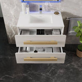 Eviva Element 32"W x 20"D White Wall-Mount Bathroom Vanity with White Solid Surface Countertop and Integrated Sink