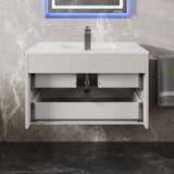 Eviva Element 32"W x 20"D White Wall-Mount Bathroom Vanity with White Solid Surface Countertop and Integrated Sink