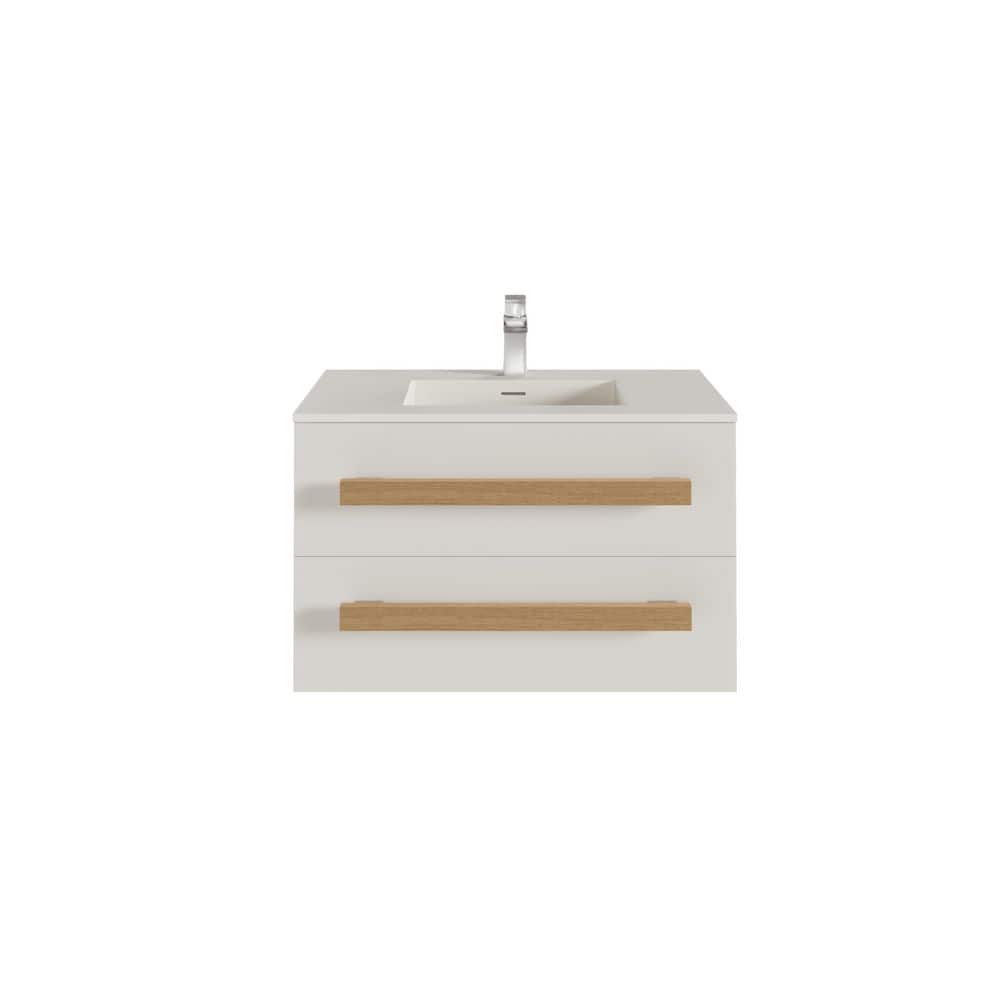 Eviva Element 32"W x 20"D White Wall-Mount Bathroom Vanity with White Solid Surface Countertop and Integrated Sink