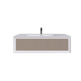 Eviva Nets 39 in. W x 20 in. D Natural Oak and White Wallmount Modern Bathroom Vanity with Solid Surface Integrated Sink Top