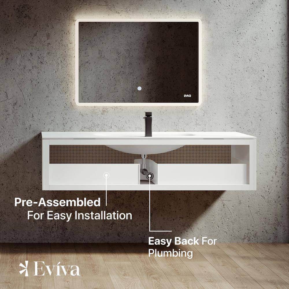 Eviva Nets 39 in. W x 20 in. D Natural Oak and White Wallmount Modern Bathroom Vanity with Solid Surface Integrated Sink Top