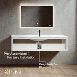 Eviva Nets 39 in. W x 20 in. D Natural Oak and White Wallmount Modern Bathroom Vanity with Solid Surface Integrated Sink Top