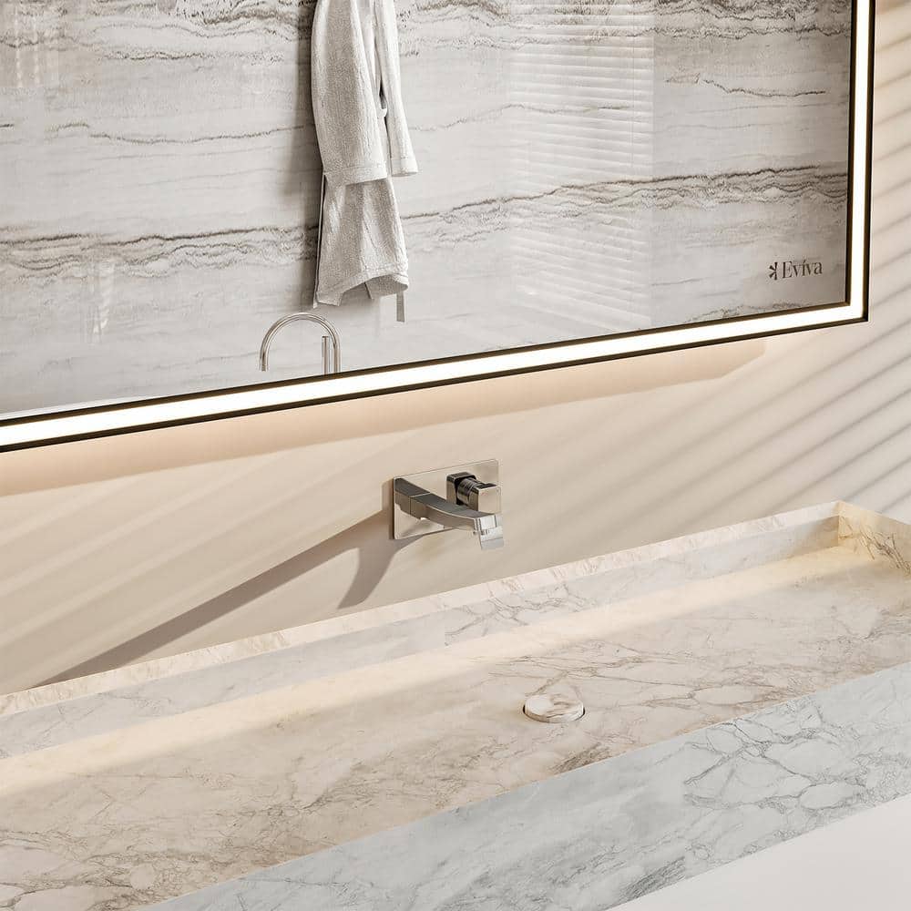 Eviva Fritti 36 in. W x 19 in. D x 12.5 in. H Bathroom Vanity in White with White Carrara Marble Top with Trough Sink