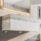Eviva Fritti 36 in. W x 19 in. D x 12.5 in. H Bathroom Vanity in White with White Carrara Marble Top with Trough Sink