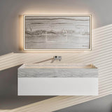Eviva Fritti 36 in. W x 19 in. D x 12.5 in. H Bathroom Vanity in White with White Carrara Marble Top with Trough Sink