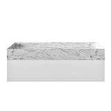 Eviva Fritti 48 in. W x 20 in. D x 16.5 in. H Floating Bathroom Vanity in White with White Carrara Marble Top with Trough Sink