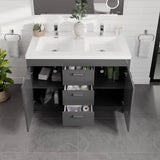 Eviva Lugano 48 in. W x 19 in. D x 36 in. H Double Bath Vanity in Cement Gray with White Acrylic Top and Integrated Sinks