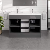 Eviva Lugano 48 in. W x 19 in. D x 36 in. H Double Bath Vanity in Cement Gray with White Acrylic Top and Integrated Sinks