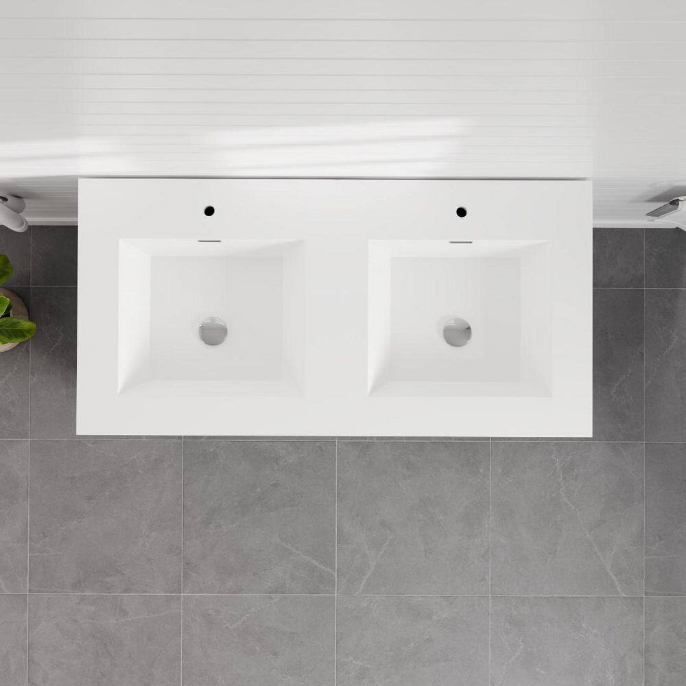 Eviva Lugano 48 in. W x 19 in. D x 36 in. H Double Bath Vanity in Cement Gray with White Acrylic Top and Integrated Sinks