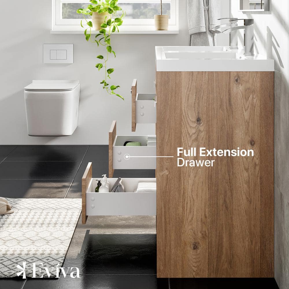 Eviva Lugano 48 in. W x 19.5 in. D x 36 in. H Double Bath Vanity in White with White Acrylic Top and Integrated Sinks
