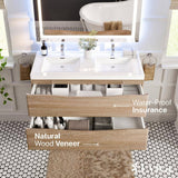 Eviva Smiley 48 in. W x 19 in. D x 21.5 in. H Floating Bath Vanity in White Oak with White Acrylic Top