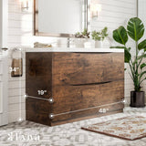 Eviva Smiley 48 in. W x 19 in. D x 33.5 in. H Freestanding Bath Vanity in Rosewood with White Porcelain Top