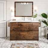 Eviva Smiley 48 in. W x 19 in. D x 33.5 in. H Freestanding Bath Vanity in Rosewood with White Porcelain Top