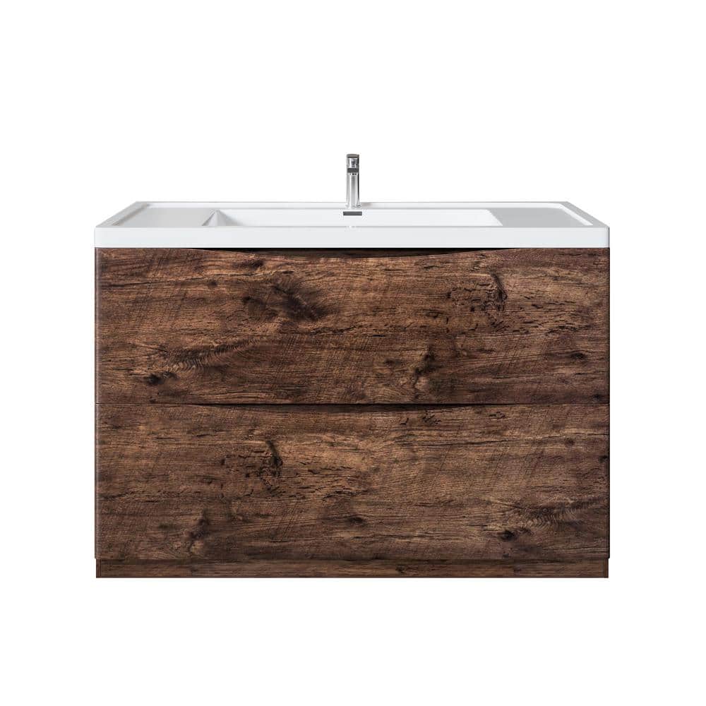 Eviva Smiley 48 in. W x 19 in. D x 33.5 in. H Freestanding Bath Vanity in Rosewood with White Porcelain Top