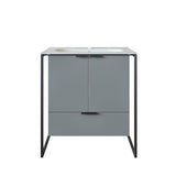 Moma 32 in. W x 18 in. D x 34 in. H Bathroom Vanity in Gray with White Solid Surface Top with White Sink