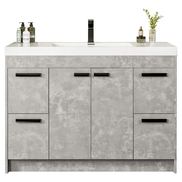 Eviva Lugano 48 in. W x 20 in. D x 36 in. H Single Bath Vanity in Cement Gray with White Acrylic Top and White Integrated Sink