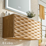Eviva Oahu 32 in. W Solid Wood Bathroom Vanity in Oak With White Acrylic Top with White Sink