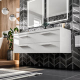 Eviva Surf 57 in. W x 19 in. D x 24 in. H Floating Double-Sink Bathroom Vanity in White with White Acrylic Top